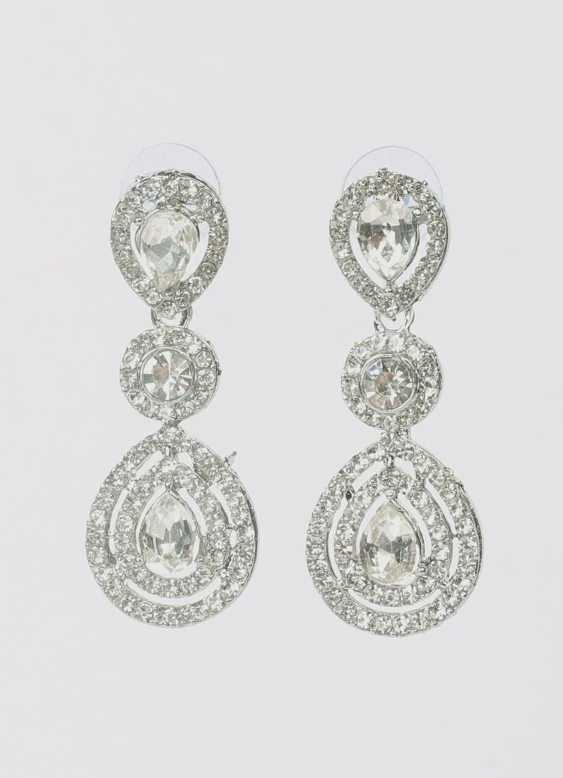 Silver Diamonte Droplet Necklace Set - Image 4