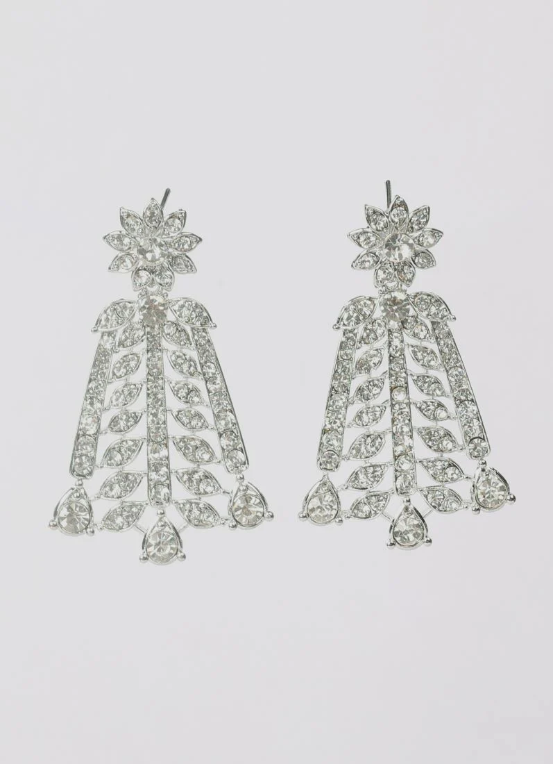 Silver Diamonte Heavy Necklace Set - Image 4