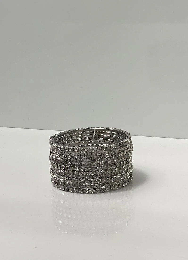 Silver Diamonte Sparkle Bangles - Image 3