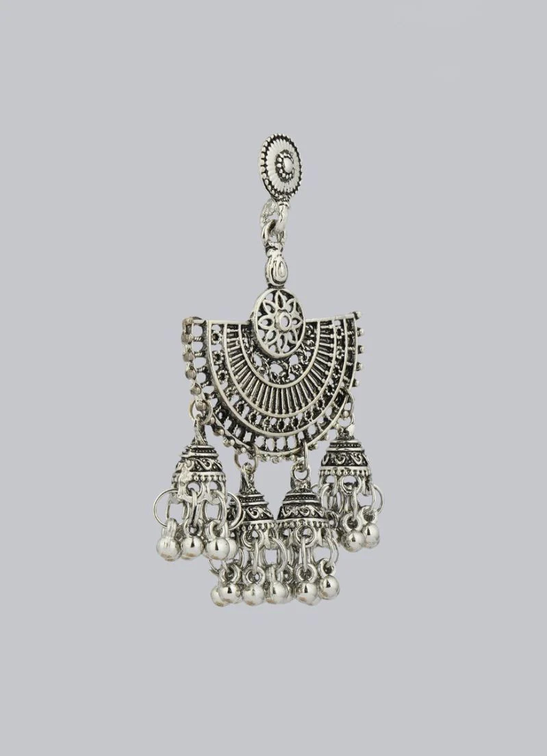 Silver Oxodised Earrings with Mini Jumki Droplets - Image 3