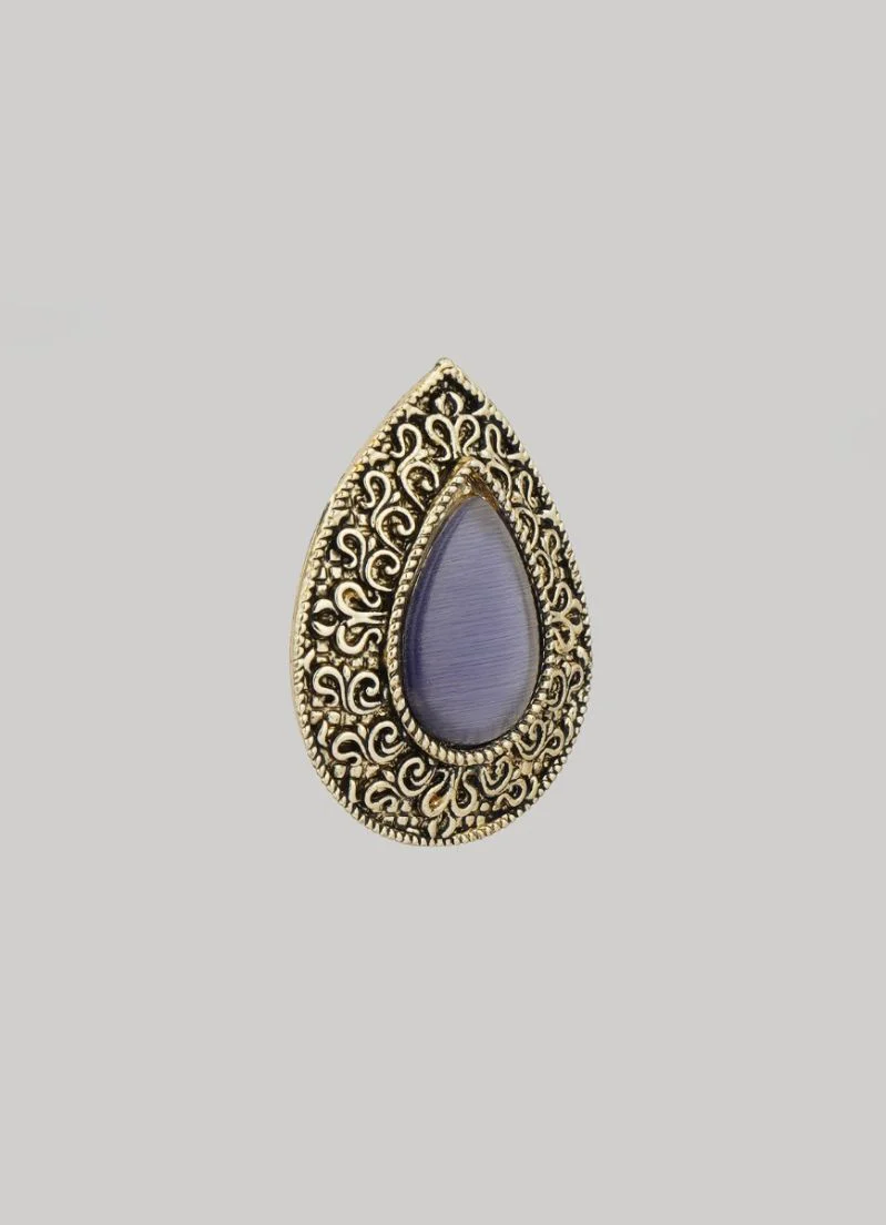 Silver Oxidized Purple Cat's Eye Stone Earrings - Image 3