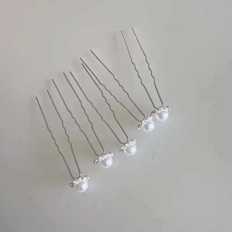 Silver Pearl Diamonte Bun Pins - Image 3