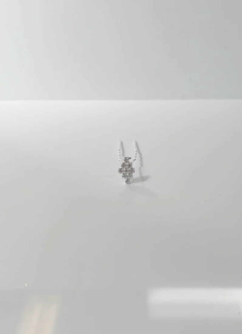 Silver Rhombus Diamante Bun Pins - Image 2