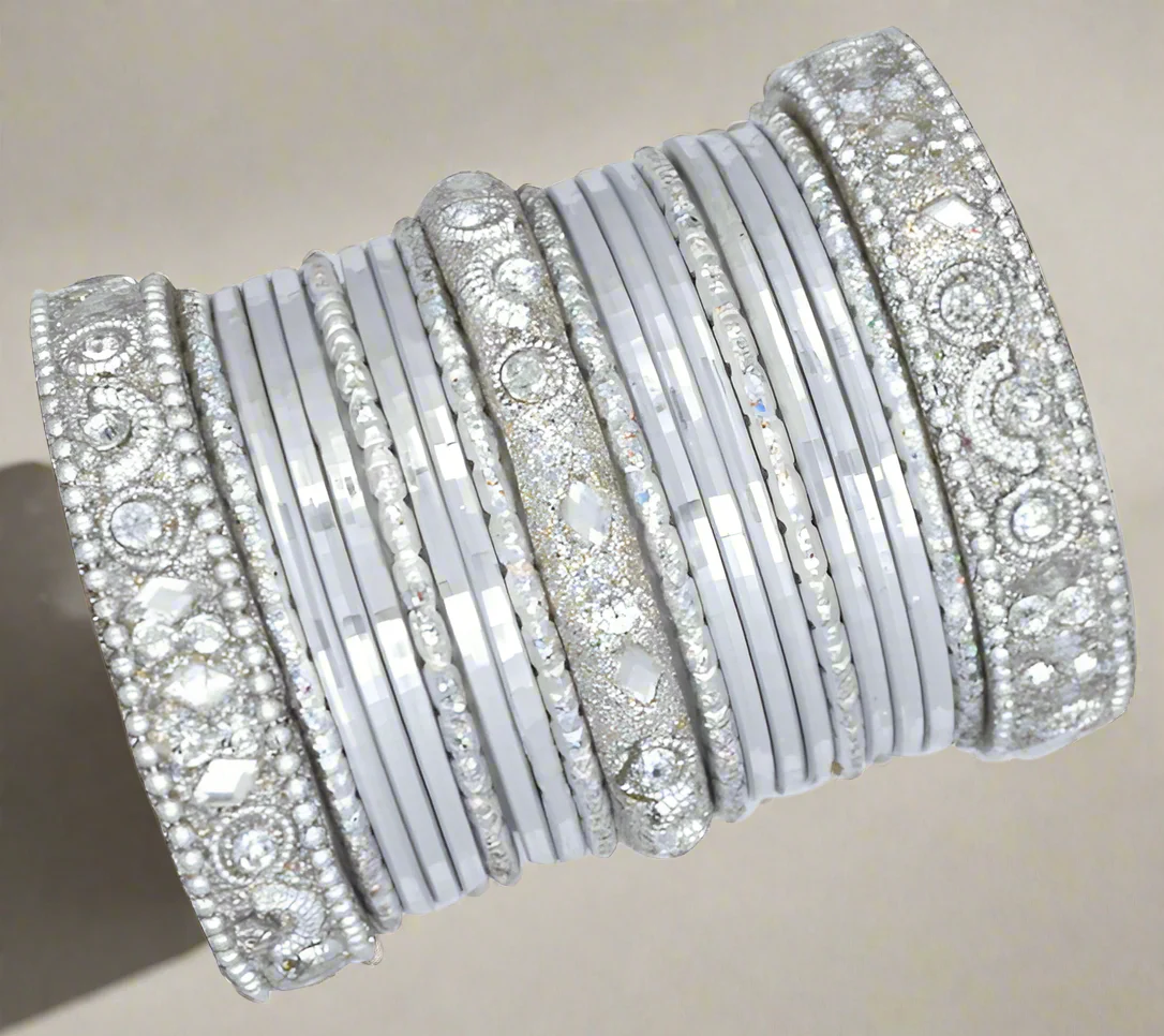 Silver Studded Bangle Set - Image 2