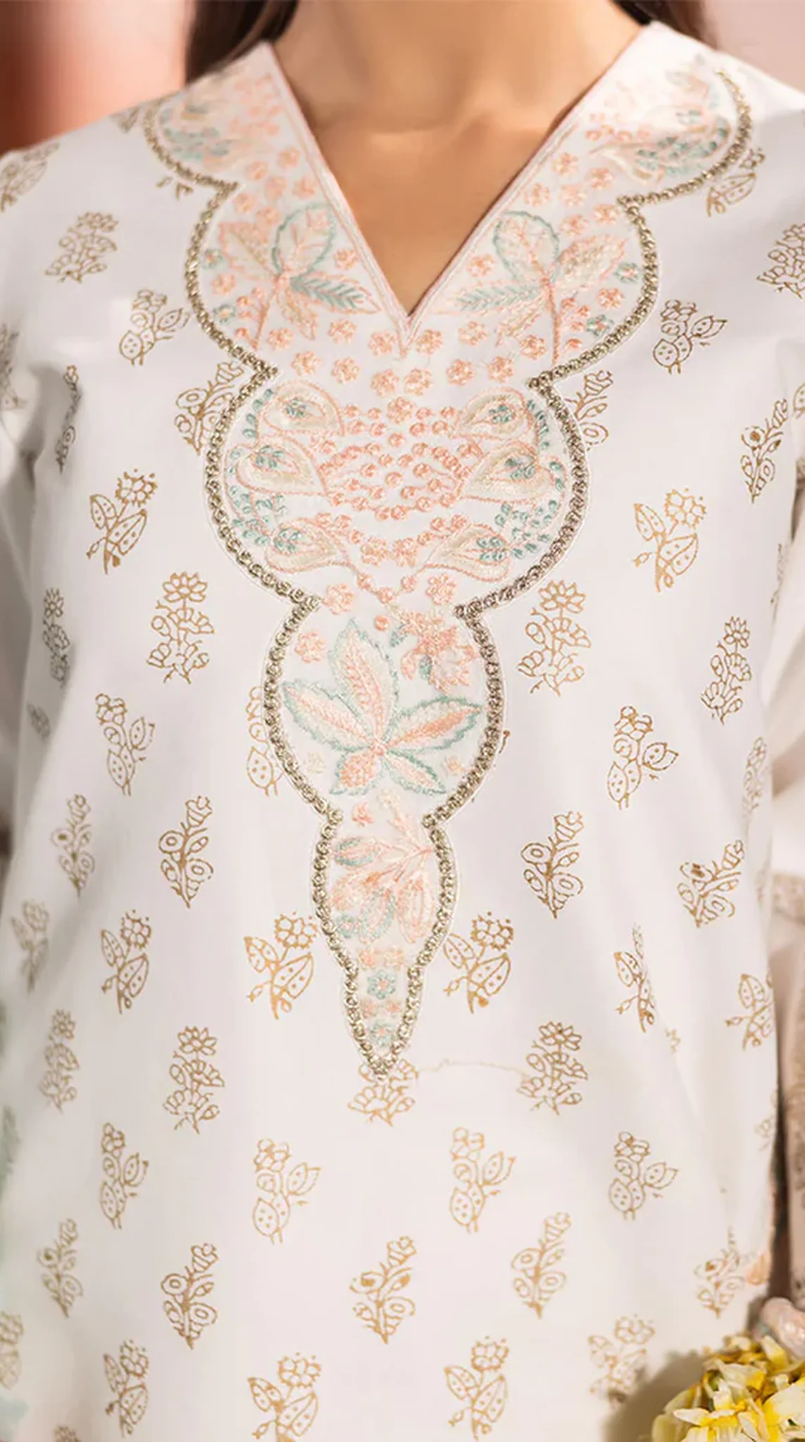 Sky Blue Silk Printed Suit Set - Image 4