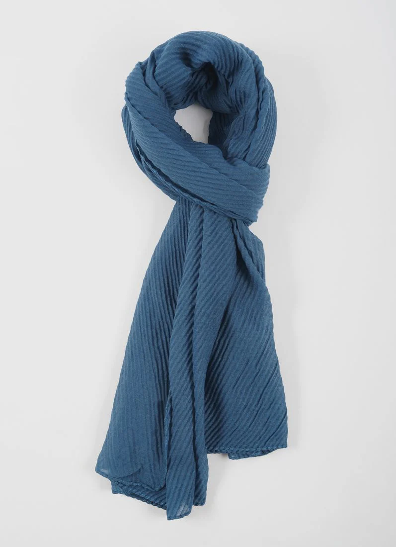 Teal Cotton Crinkled scarf - Image 2