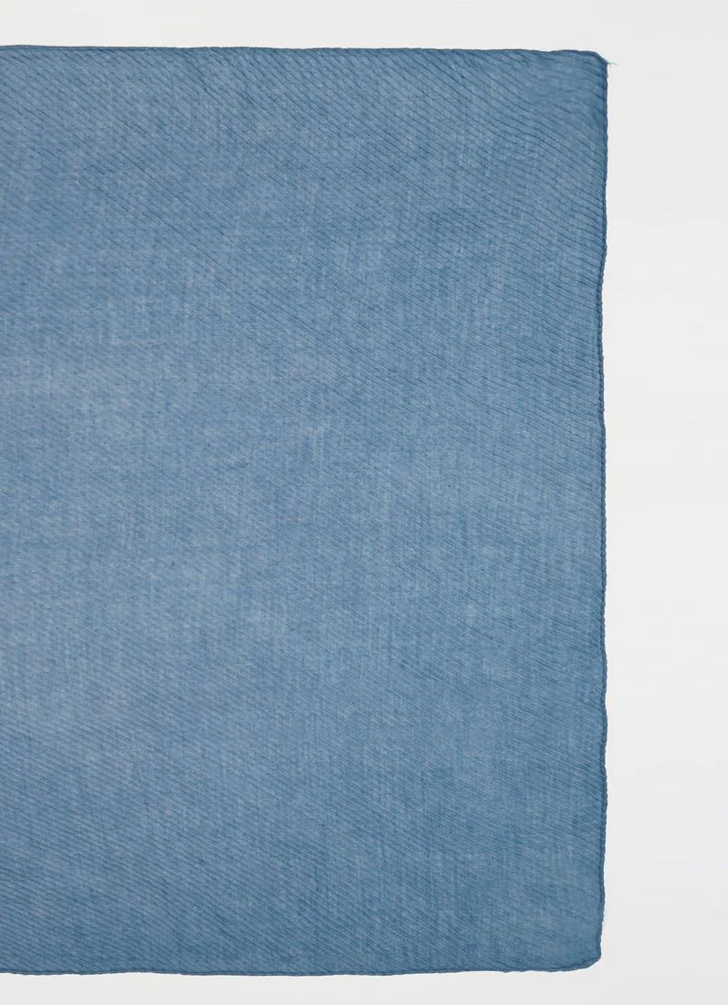 Teal Cotton Crinkled scarf - Image 4