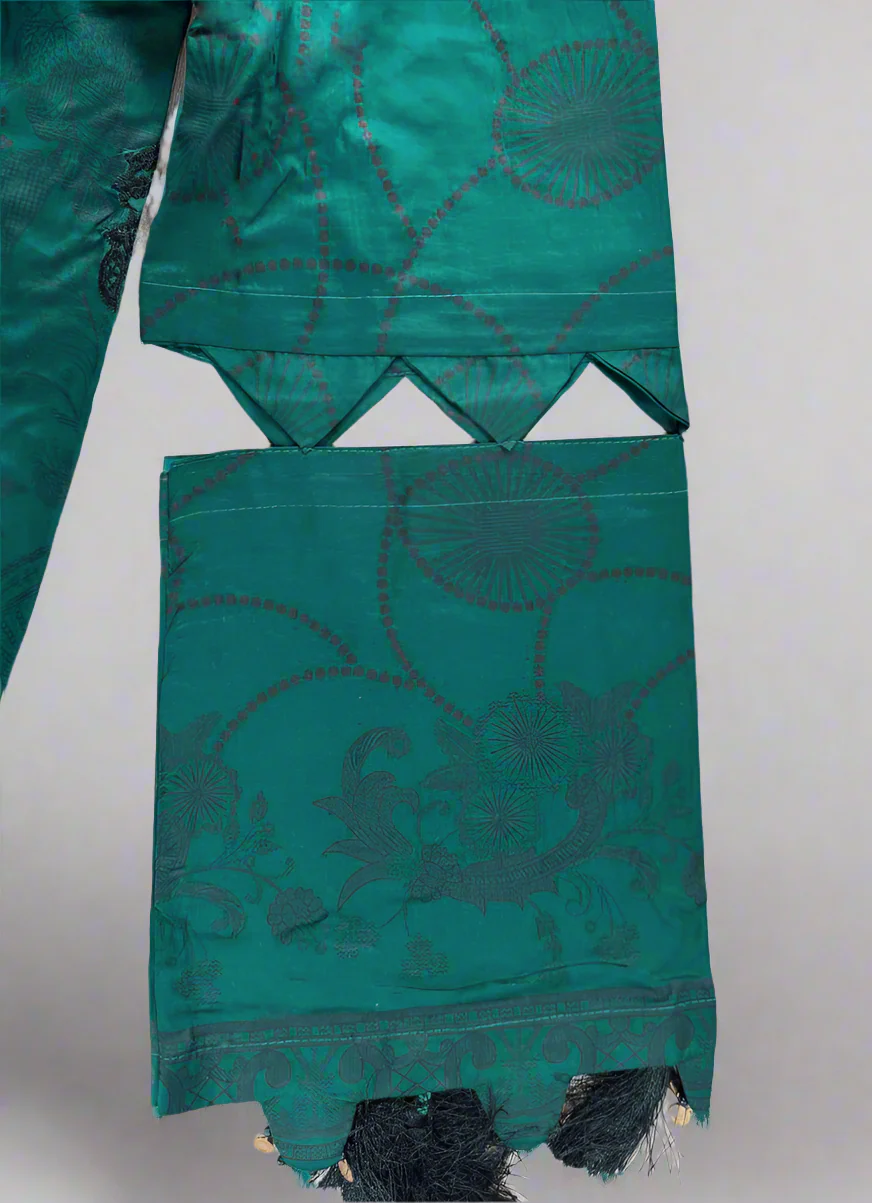 Teal Trouser Suit with Black Embroidery - Image 4