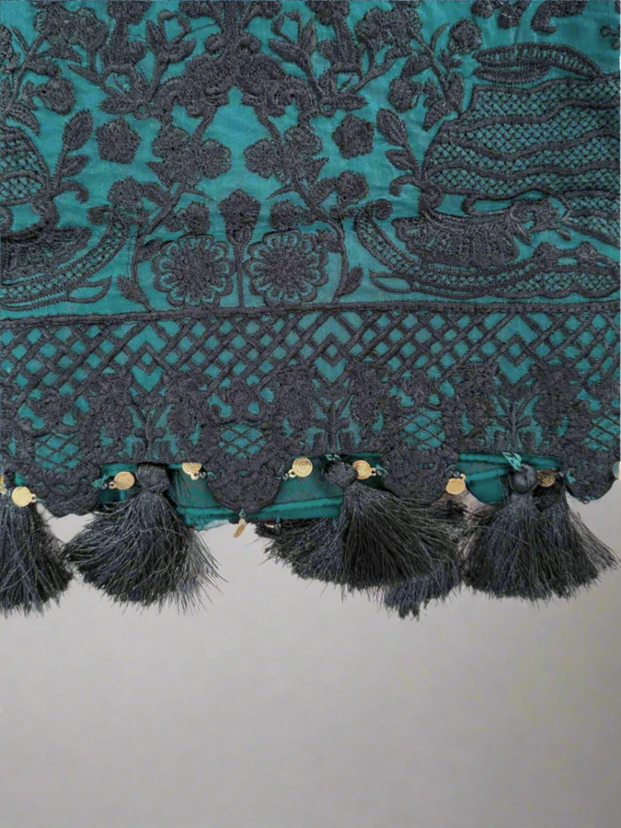 Teal Trouser Suit with Black Embroidery - Image 5