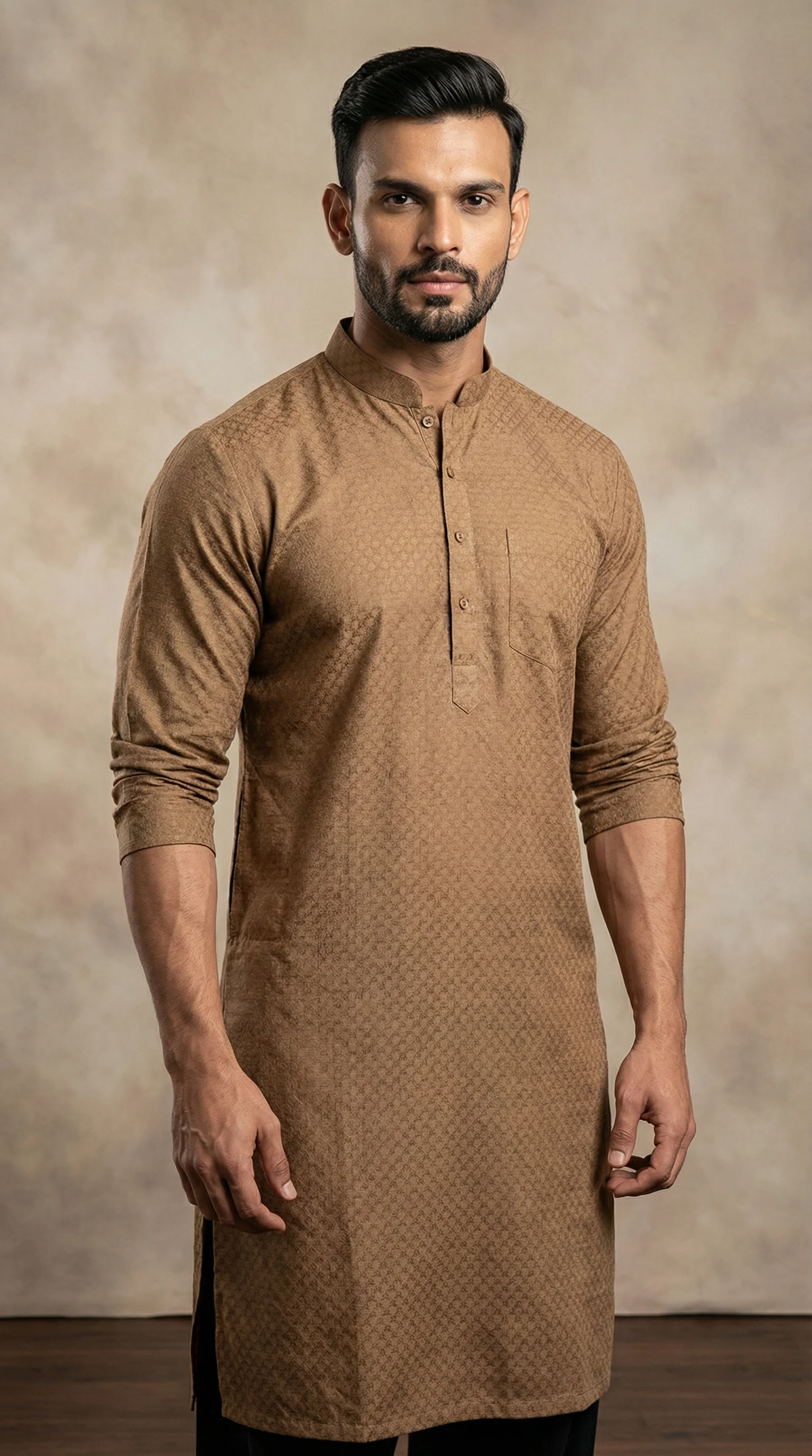 Textured Cotton Kurta Salwar Set - Image 2