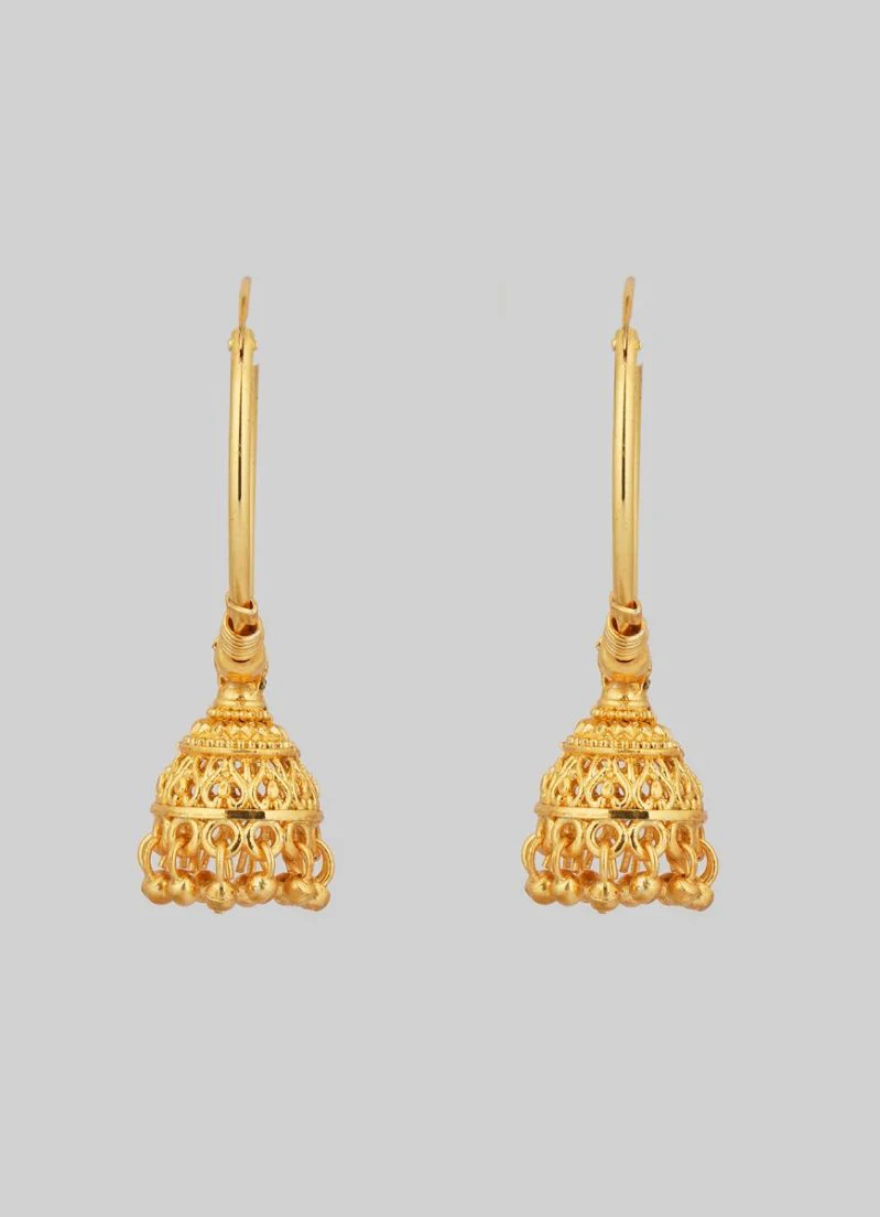 Traditional Gold Bali Style Jumki Earrings - Image 2