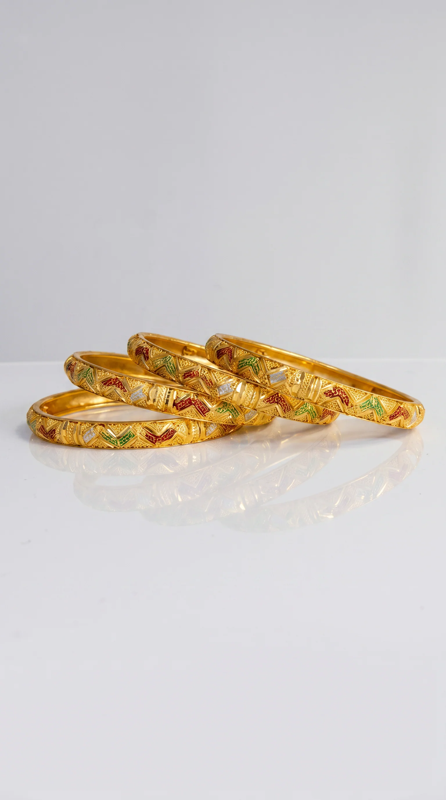 Traditional  Mena Kari 4p c Gold bnagle set - Image 2