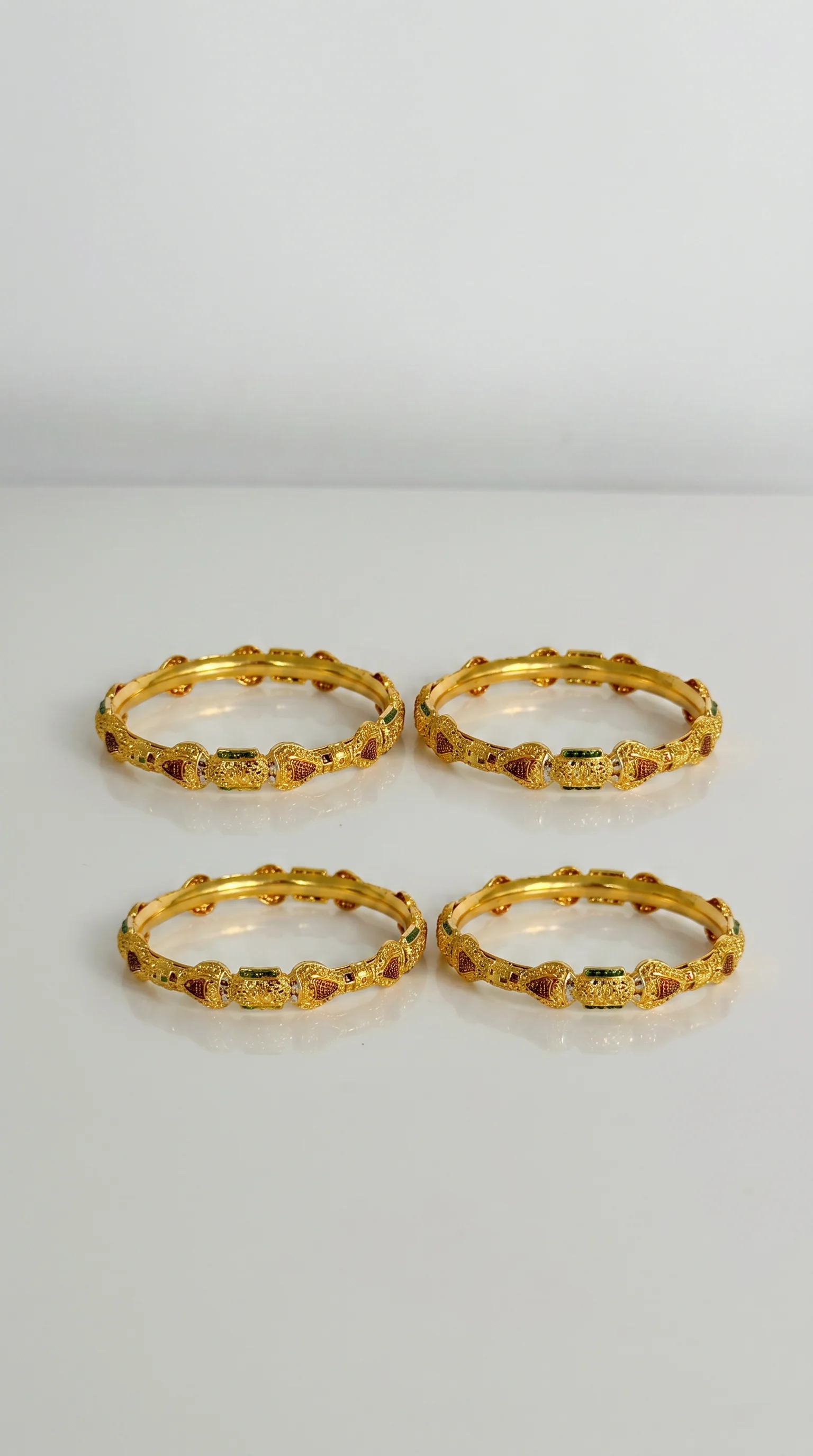 Traditional  Mena Kari 4pc Gold bangle set - Image 2