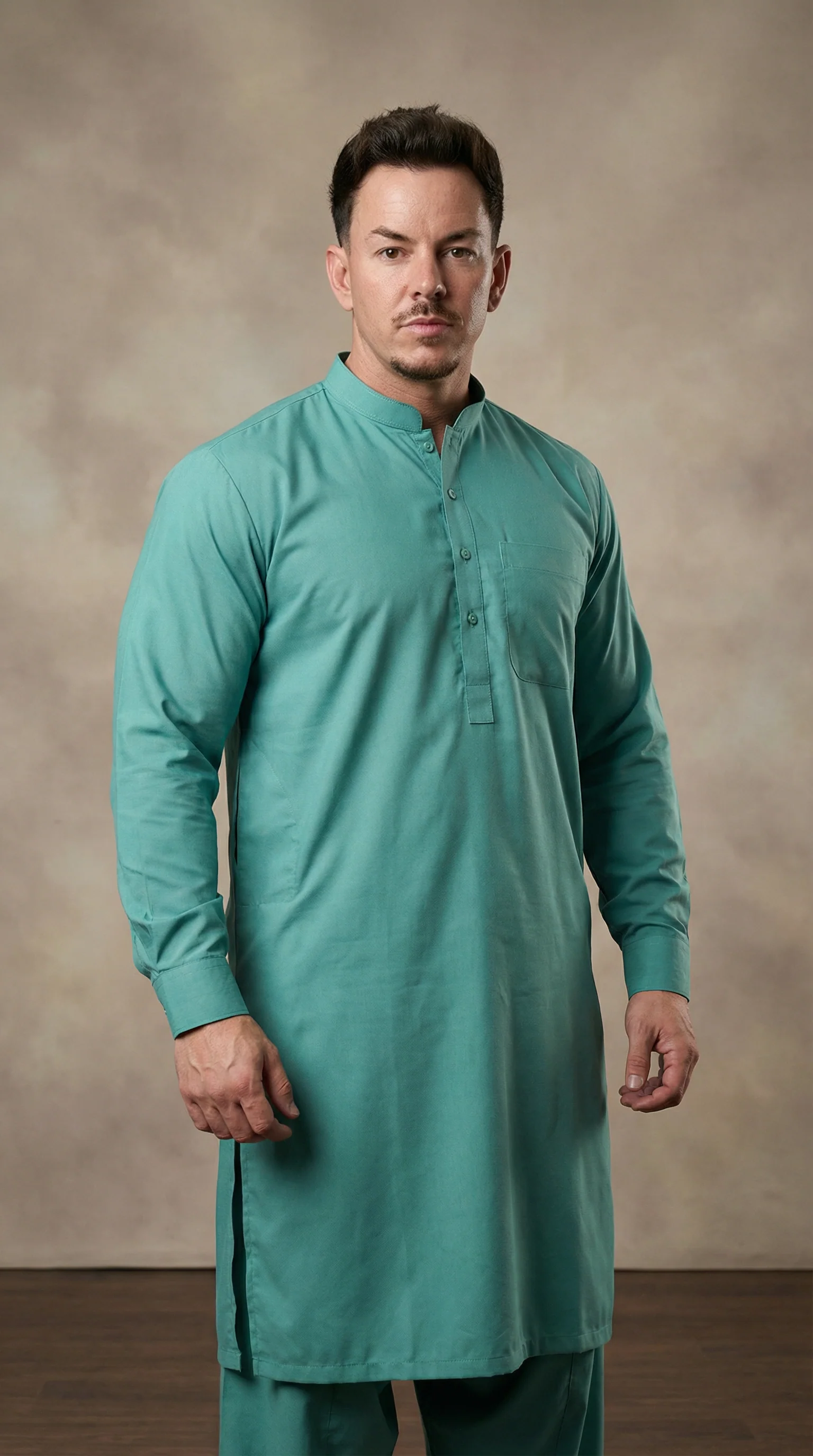Turquoise Cotton Kurta Salwar - Image 2