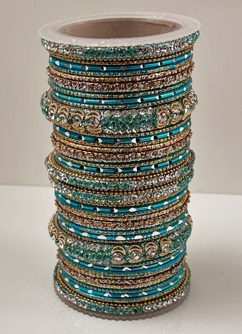 Turquoise Diamonte Double Bangle Set - Image 2