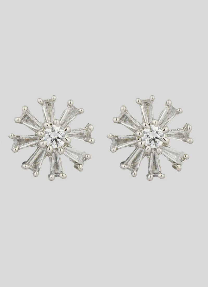Unique Silver Diamante Stud Earrings - Image 2