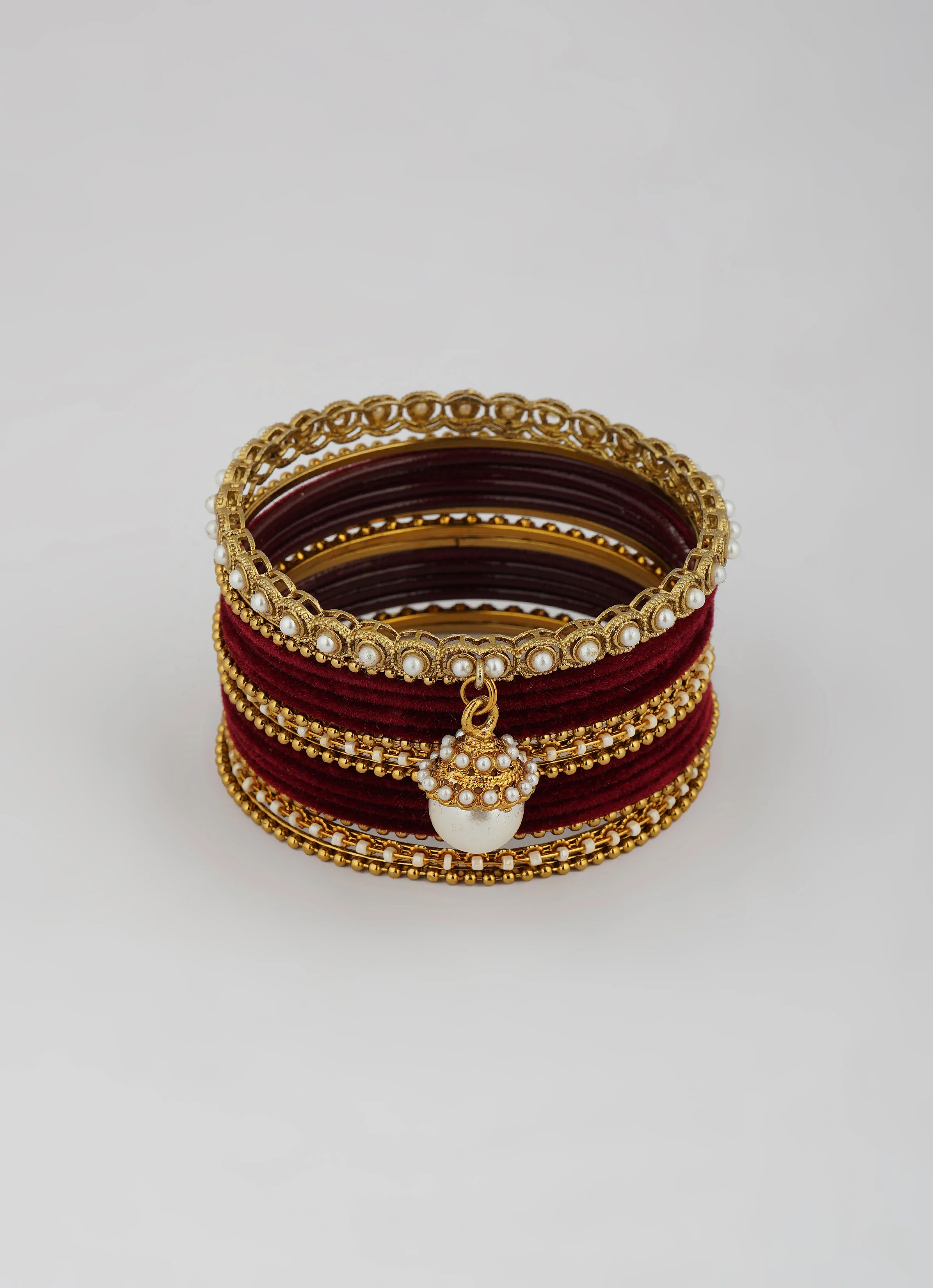 Velvet Maroon Bangle Set - Image 3