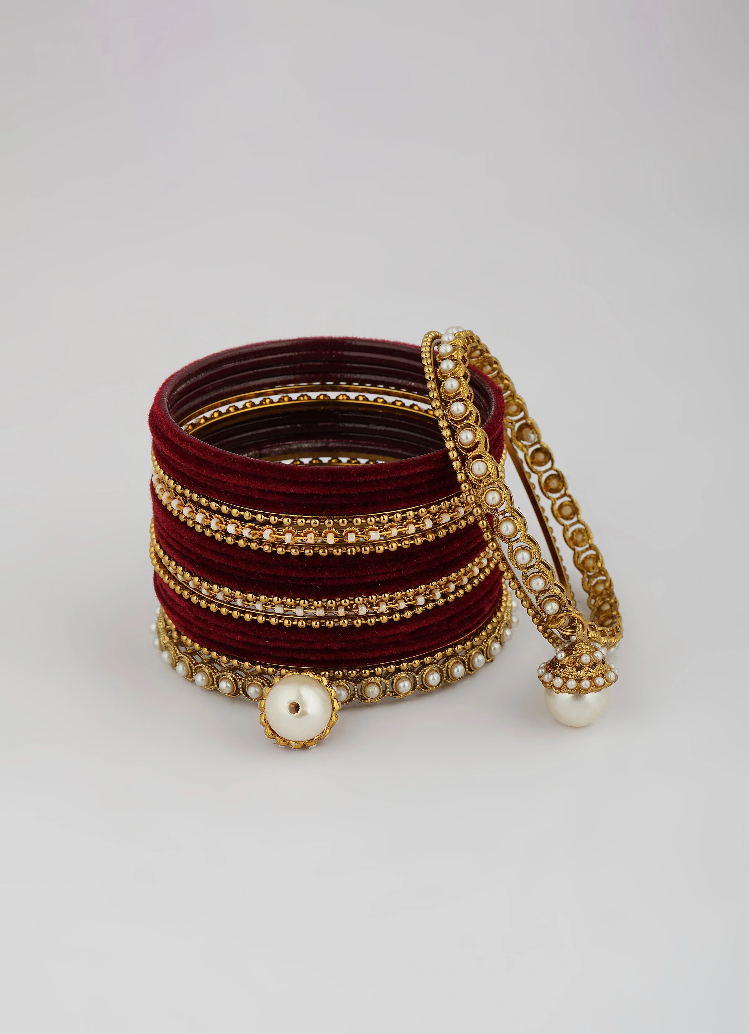 Velvet Maroon Bangle Set - Image 4