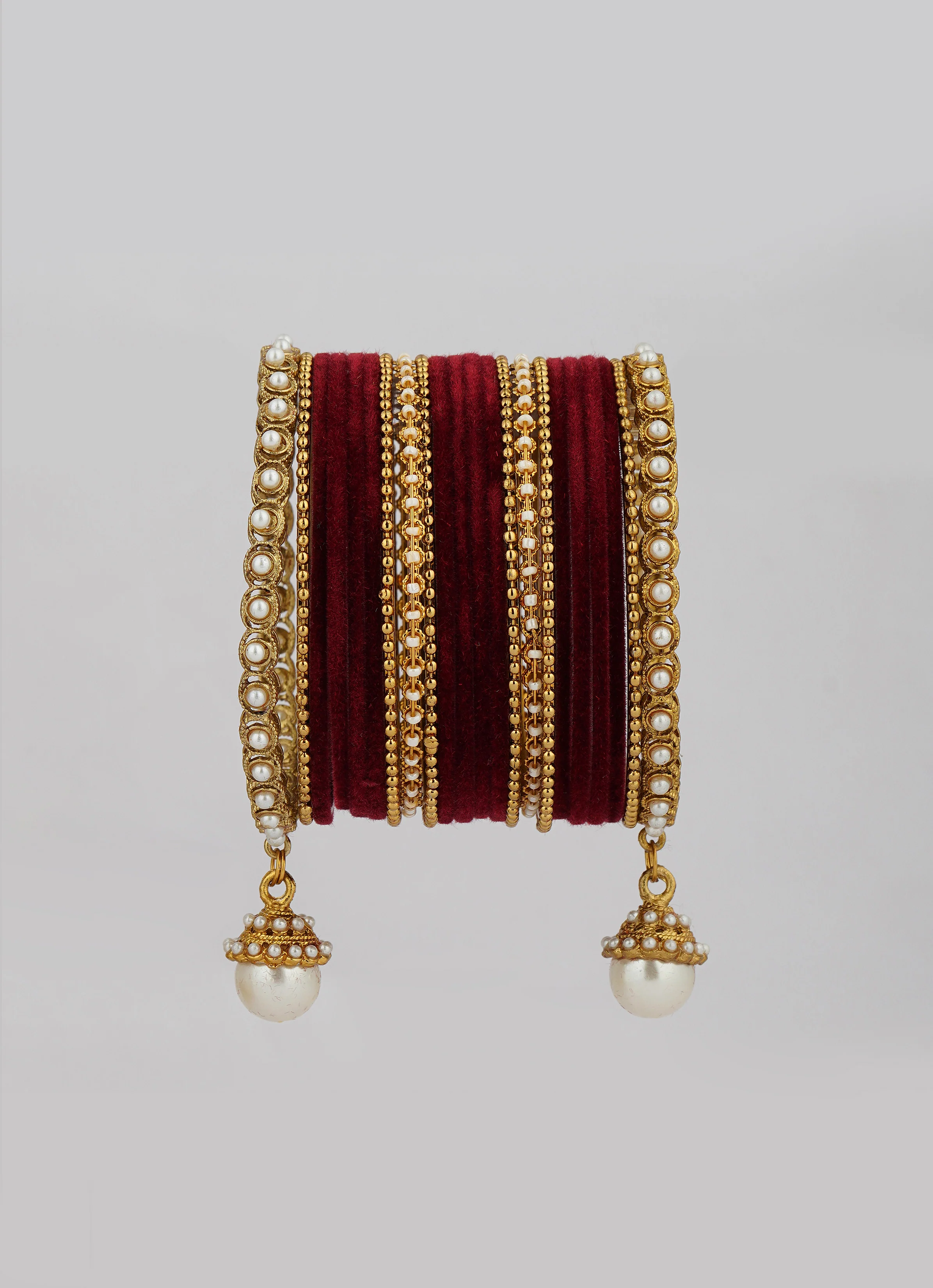 Velvet Maroon Bangle Set - Image 5