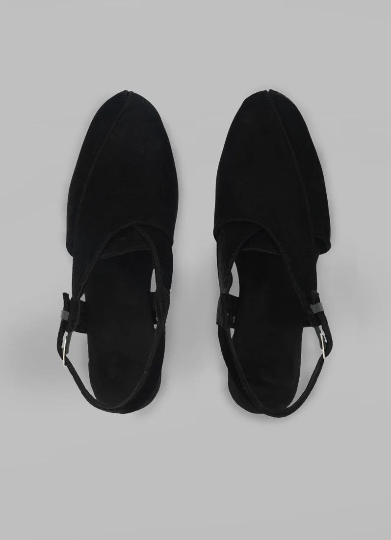 Men's Black Velvet Peshawari Shoes - Image 2