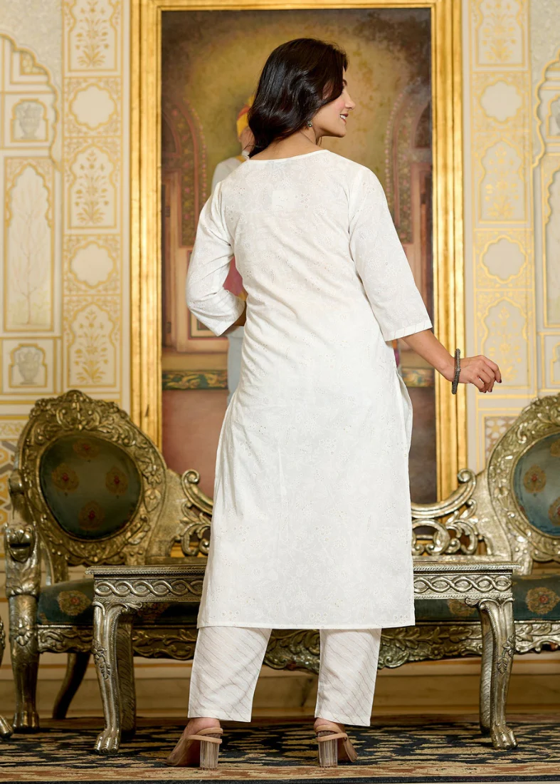 White Cotton Suit Set - Image 2