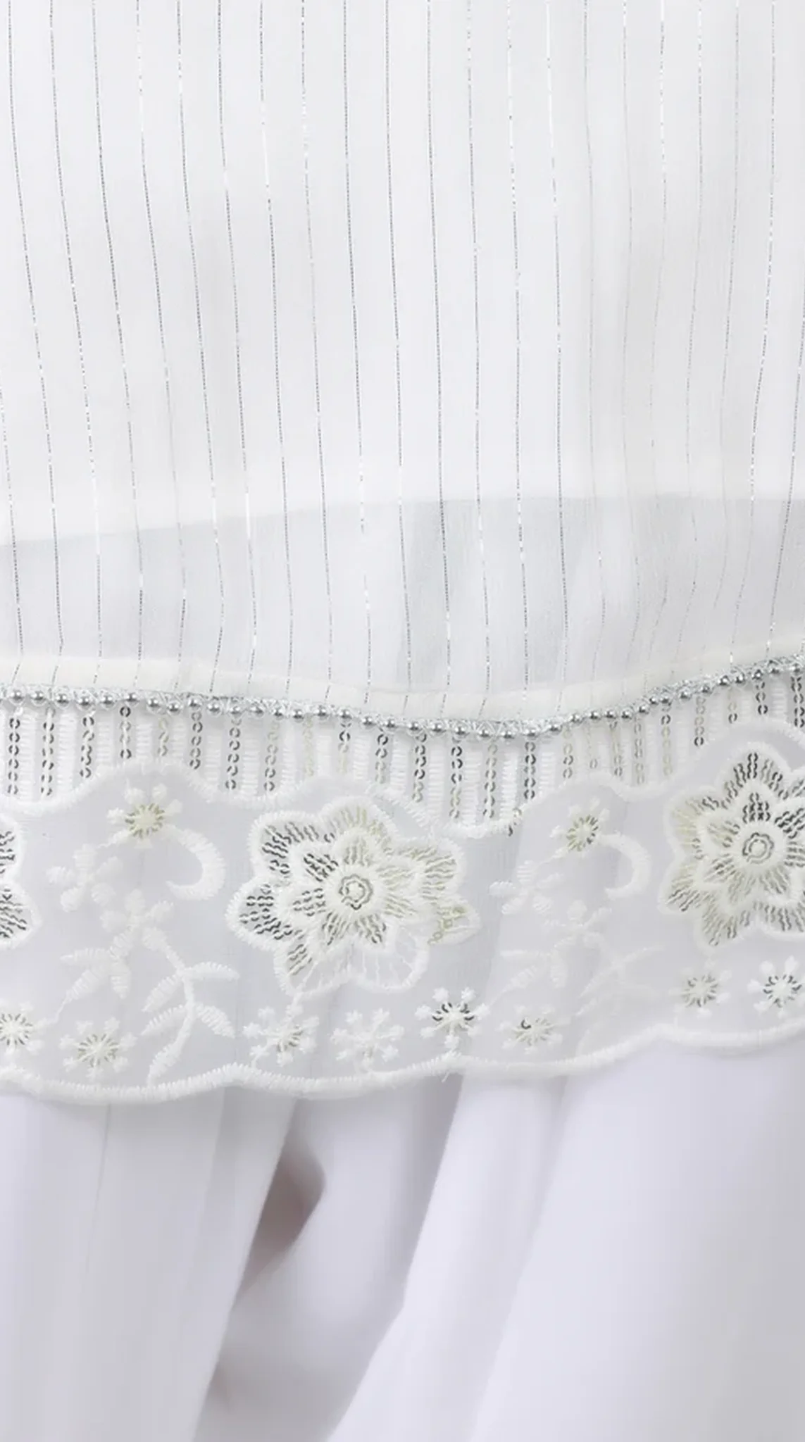 White Georgette Lurex Lace Suit Set - Image 6