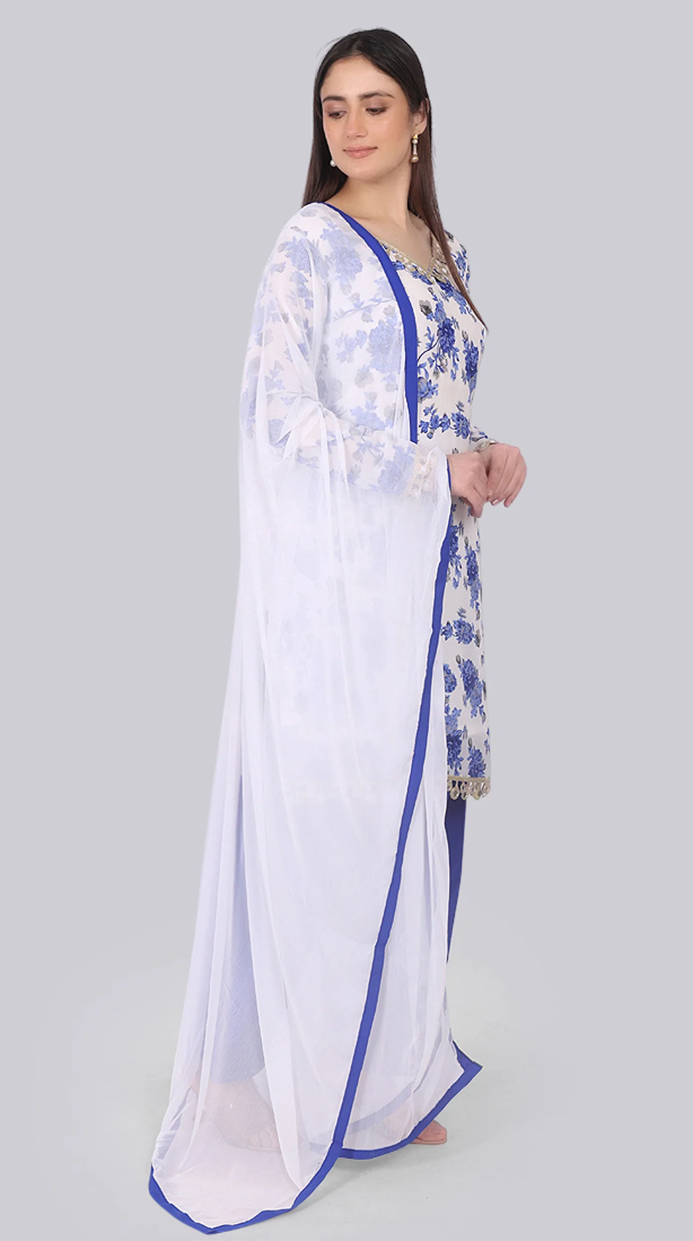 White Georgette Shift Suit Set - Image 3