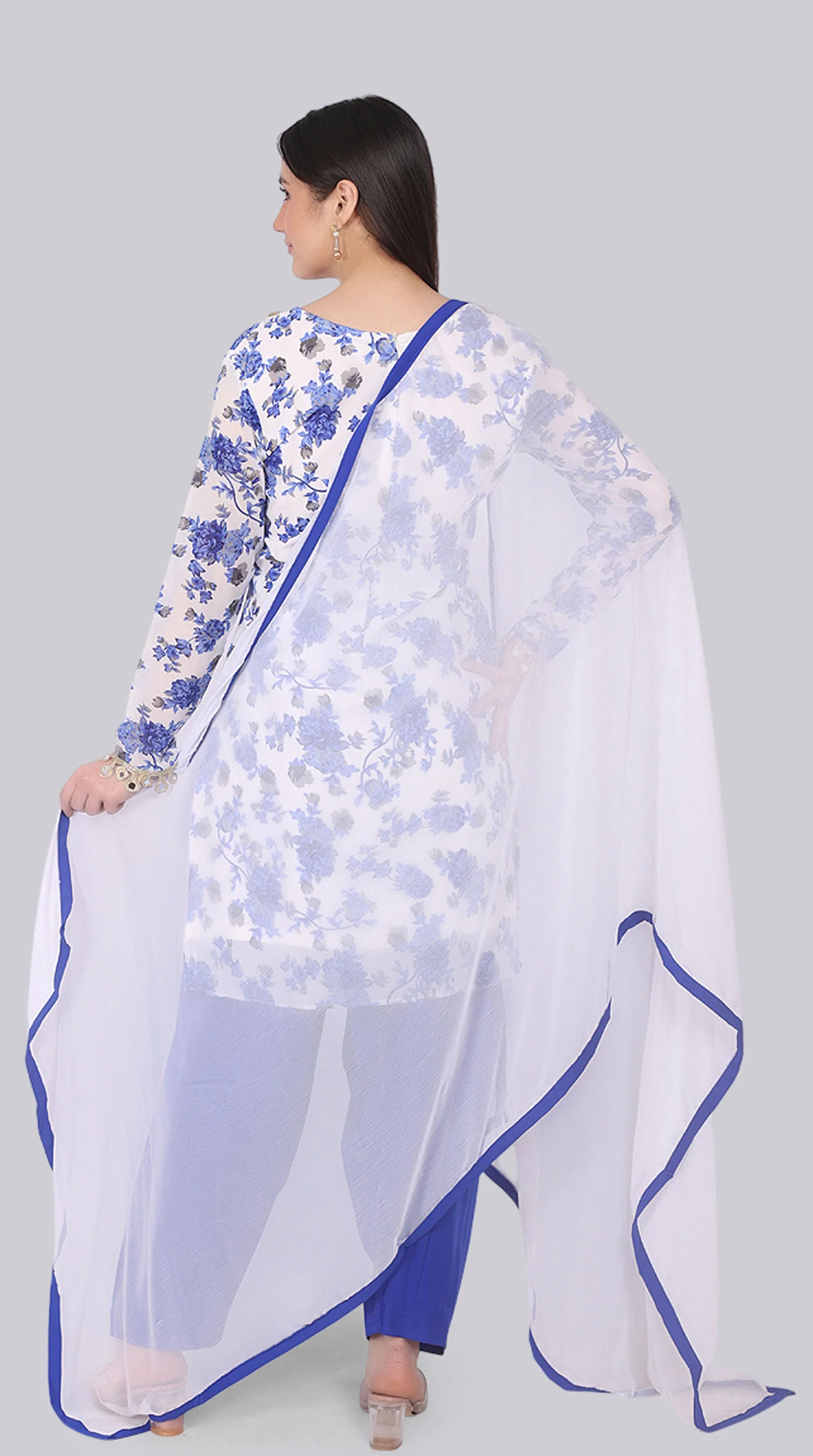 White Georgette Shift Suit Set - Image 4