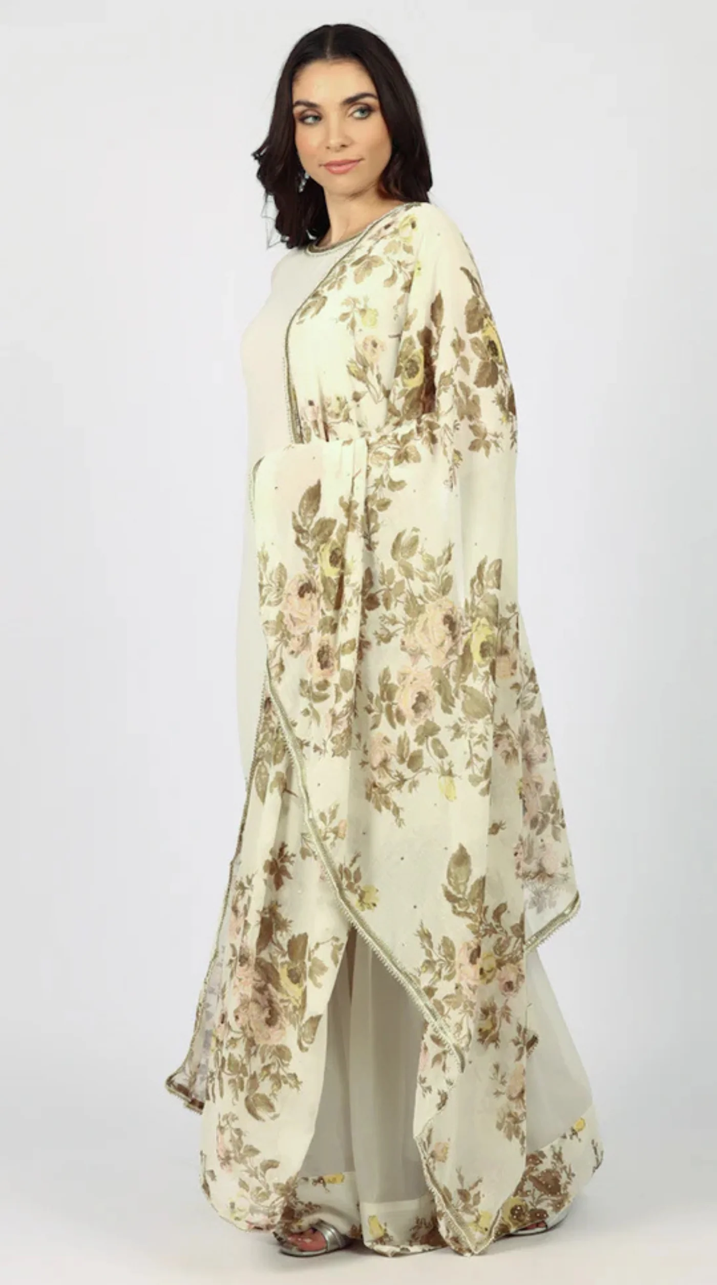 White Georgette Stone Work Suit Set - Image 3