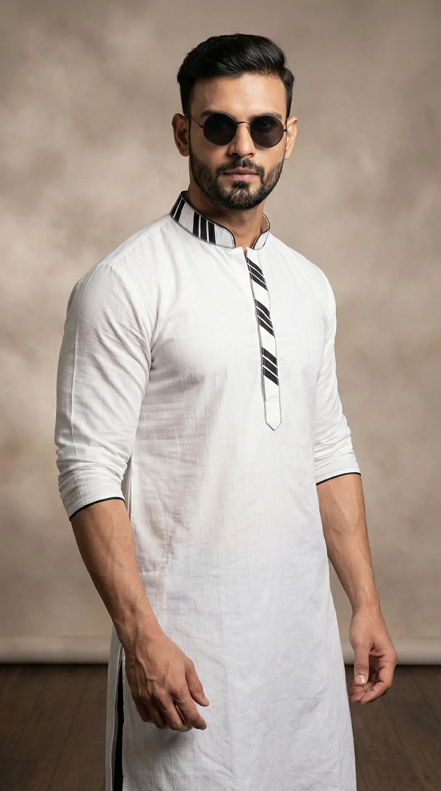 White Pintuck Kurta Salwar Set - Image 2