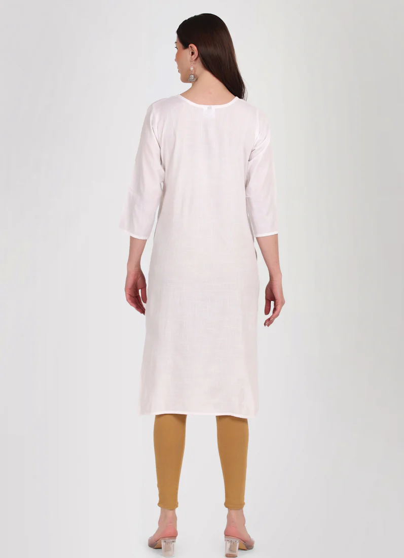 White Rayon Kurta - Image 4