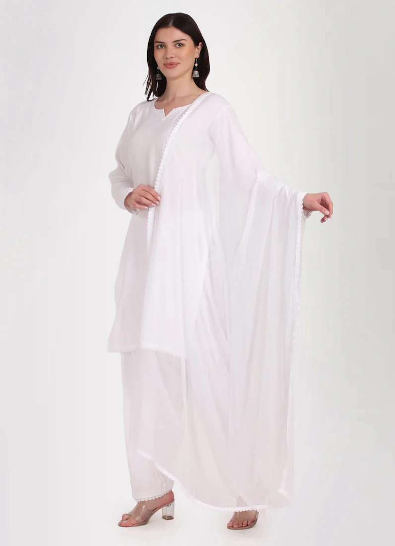White Rayon Salwar Suit Set - Image 3