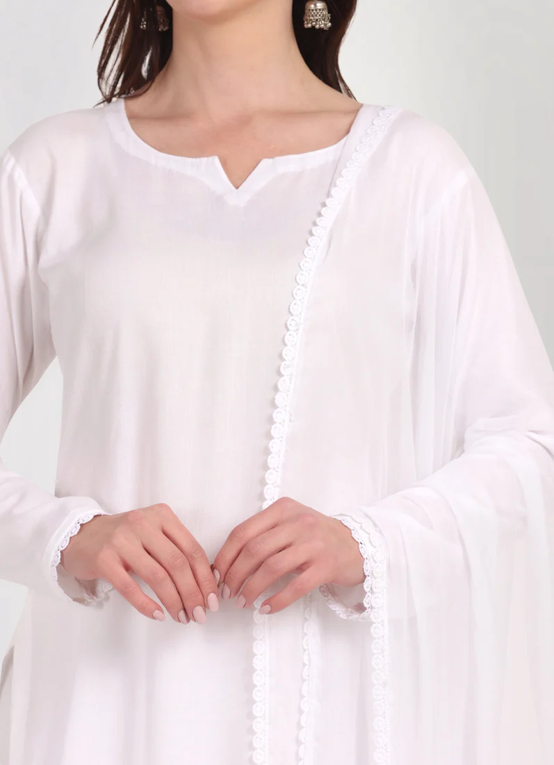 White Rayon Salwar Suit Set - Image 6