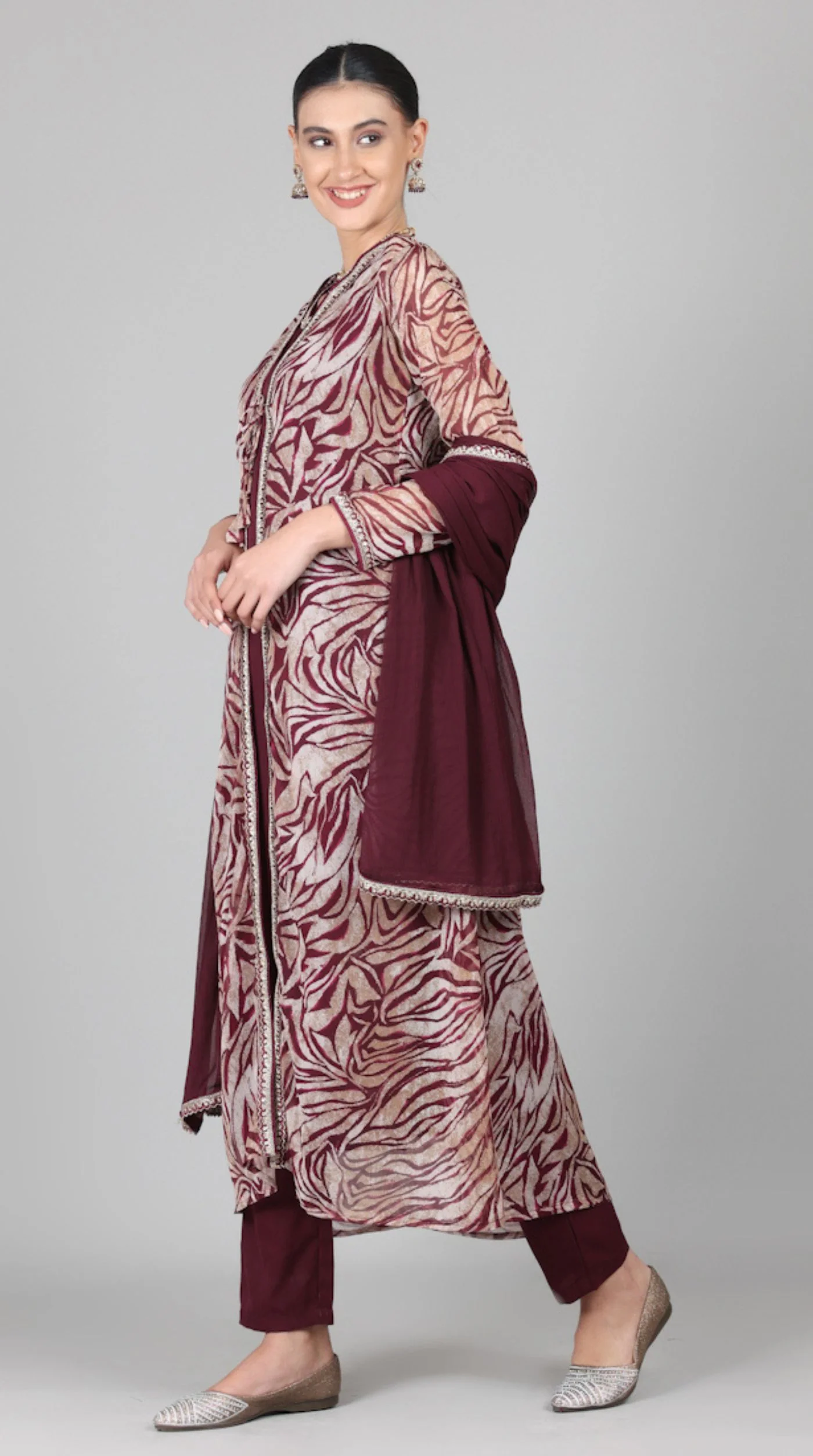 Wine A-line Jacket Style Suit Set - Image 2
