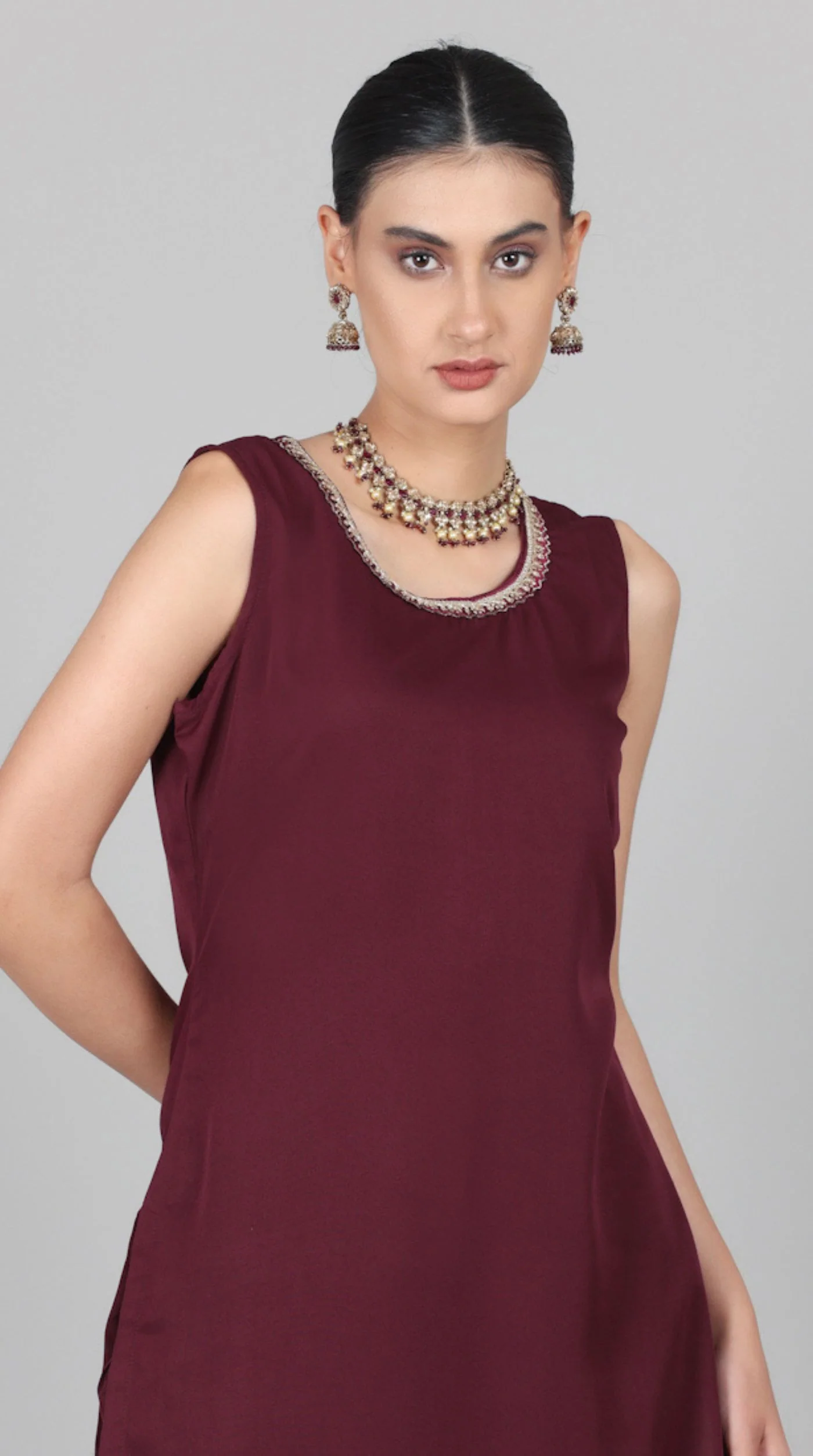 Wine A-line Jacket Style Suit Set - Image 6