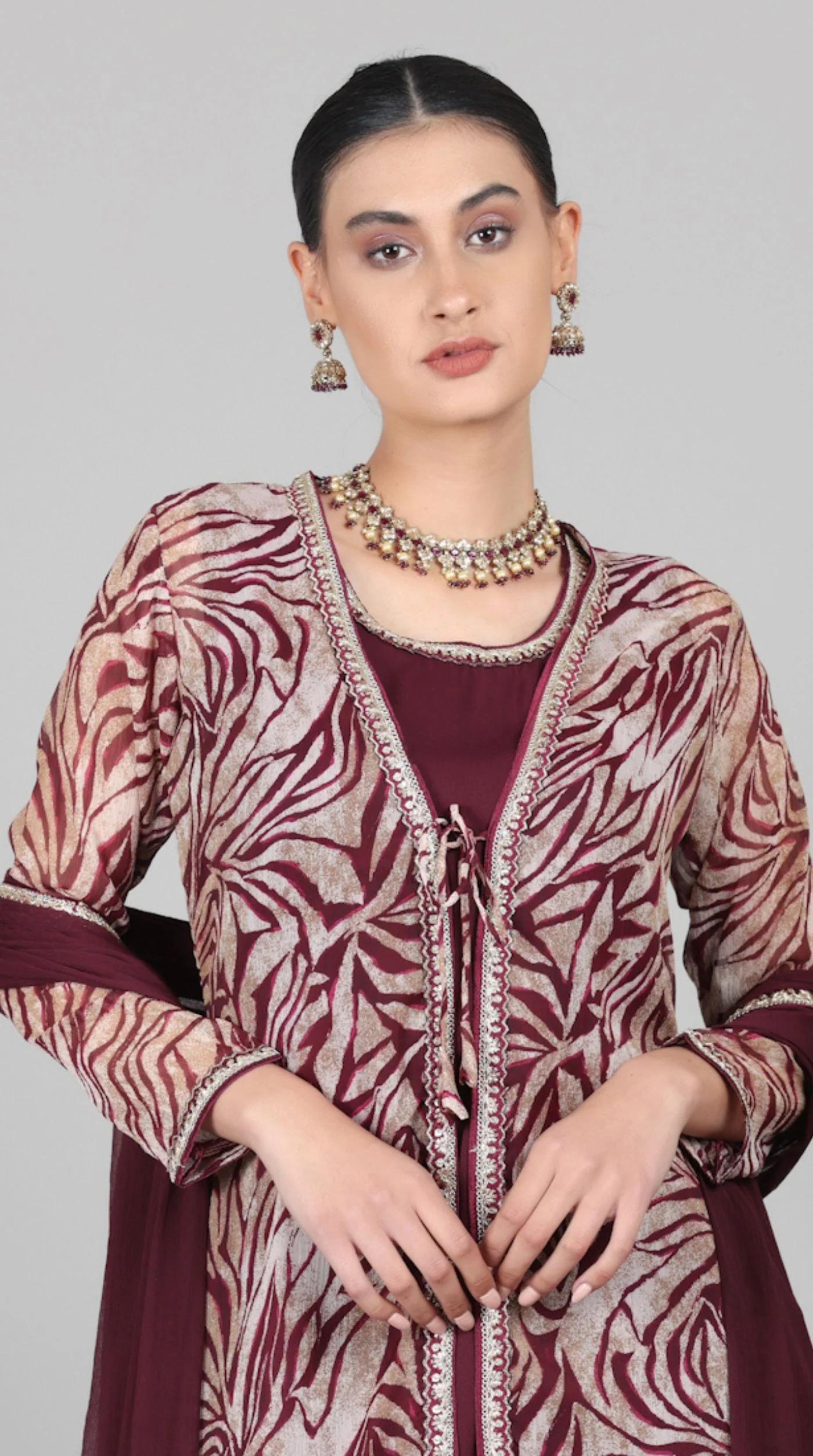 Wine A-line Jacket Style Suit Set - Image 7