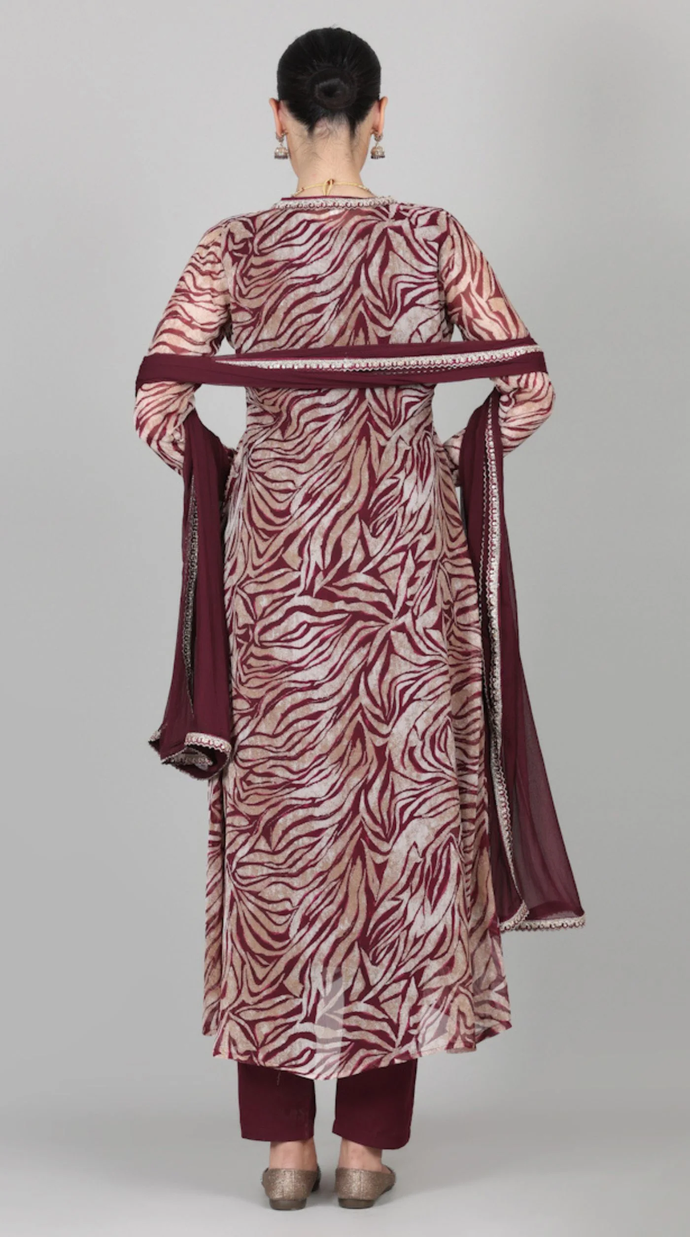 Wine A-line Jacket Style Suit Set - Image 8