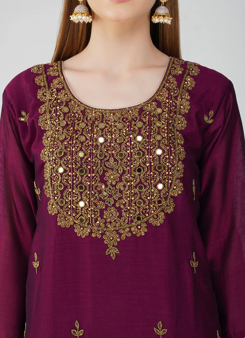 Wine Silk Straight Cut Suit - Image 6