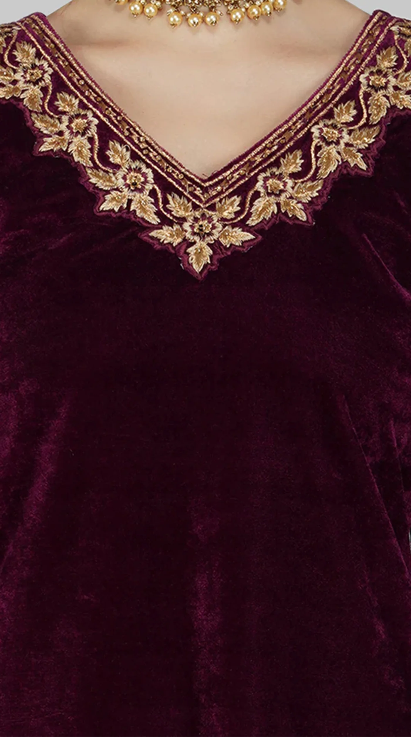 Wine Velvet Straight Cut Trouser Suit Set - Image 4