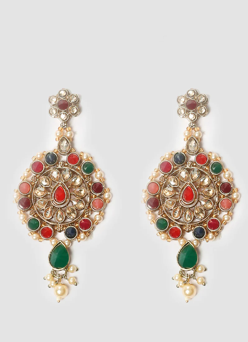 Women’s Antique Gold Multi-color Beaded Pearl Necklace Set - Image 10