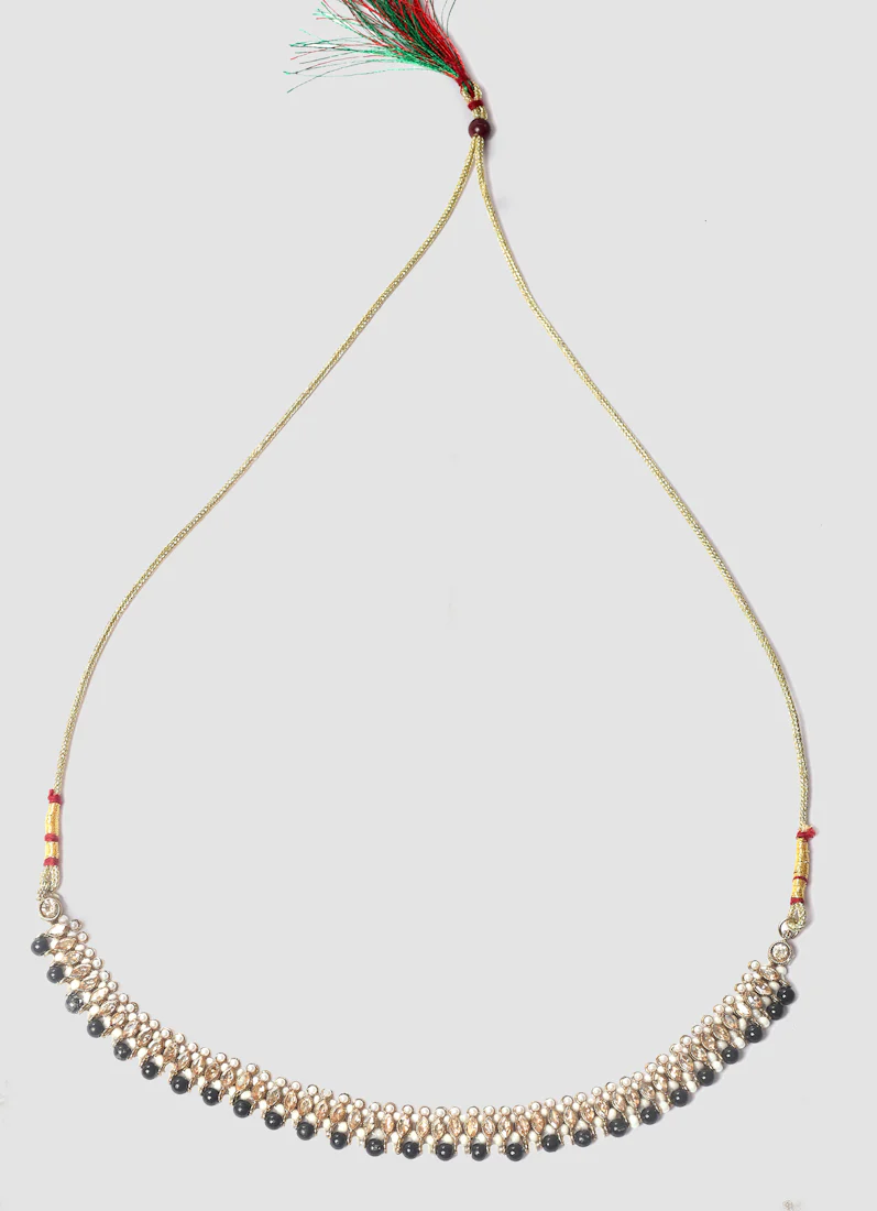 Women’s Antique Gold Necklace Set with Black Beads - Image 4