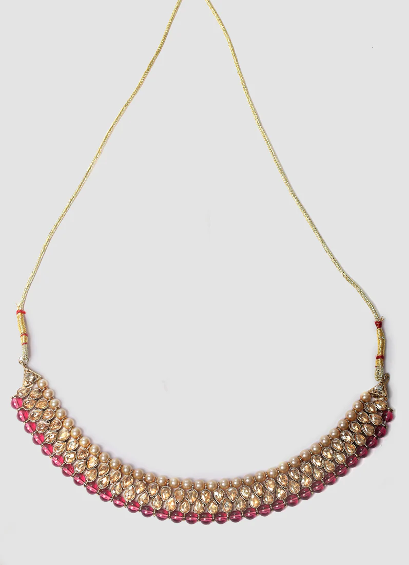 Women's Antique Gold Teardrop Stone & Pearl Jewellery Set - Image 3