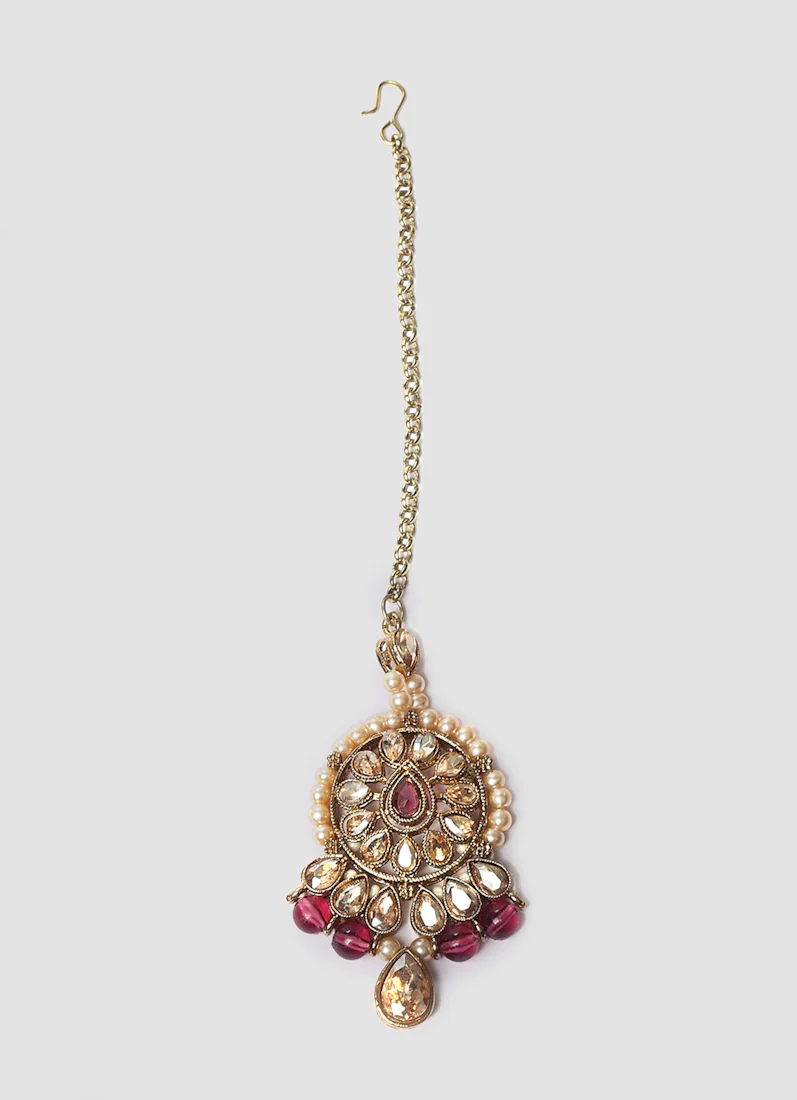 Women's Antique Gold Teardrop Stone & Pearl Jewellery Set - Image 5