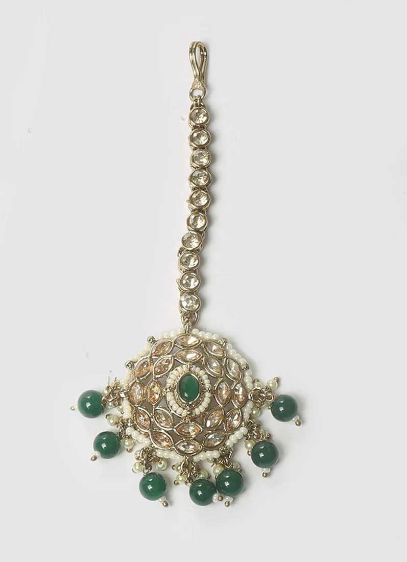 Women’s Dark Green Stone & Pearl Drop Jewellery Set - Image 5