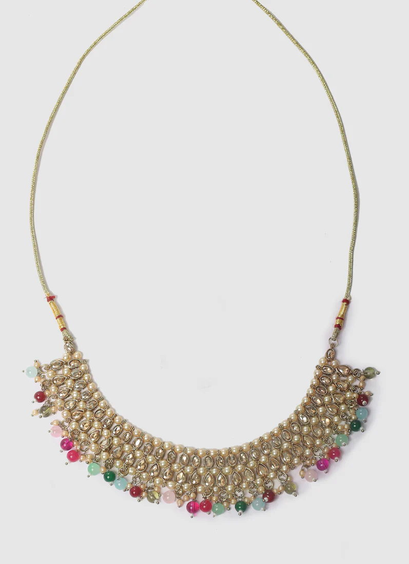 Women’s Diamante and Multi-color Beaded Necklace Set - Image 8
