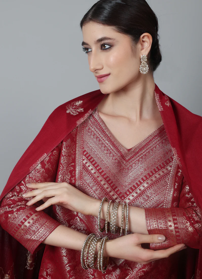Womens Gold Multiple Kadha Mixed Bangle Set - Image 4
