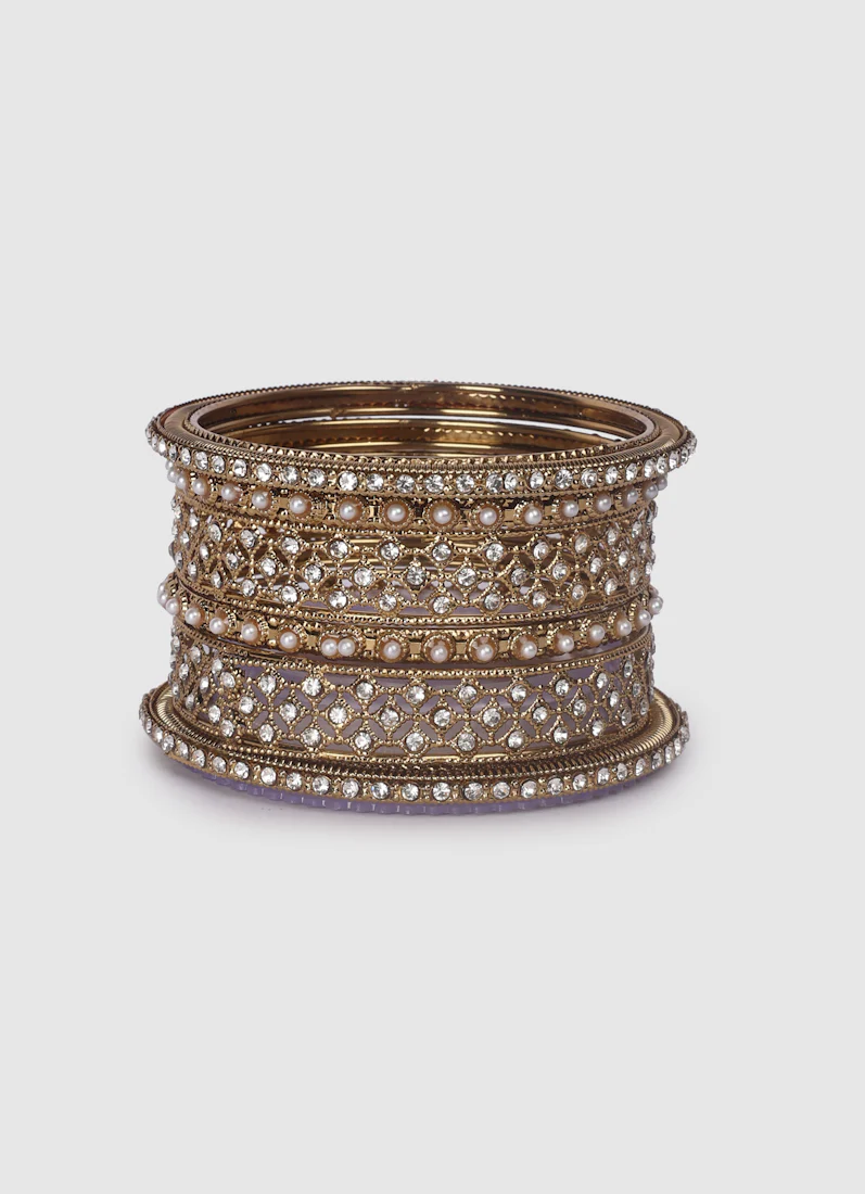 Womens Gold Multiple Kadha Mixed Bangle Set - Image 9