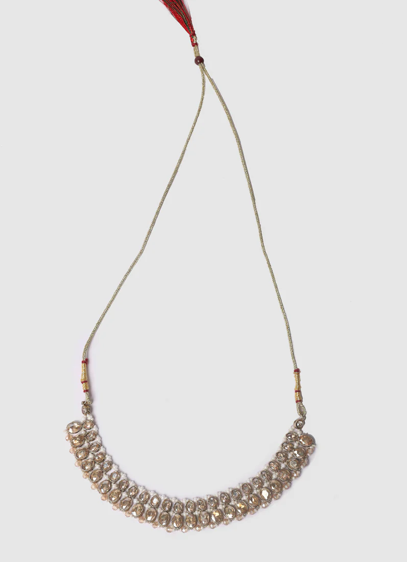Womens Gold Pearl & Stonework Jewellery Set - Image 2