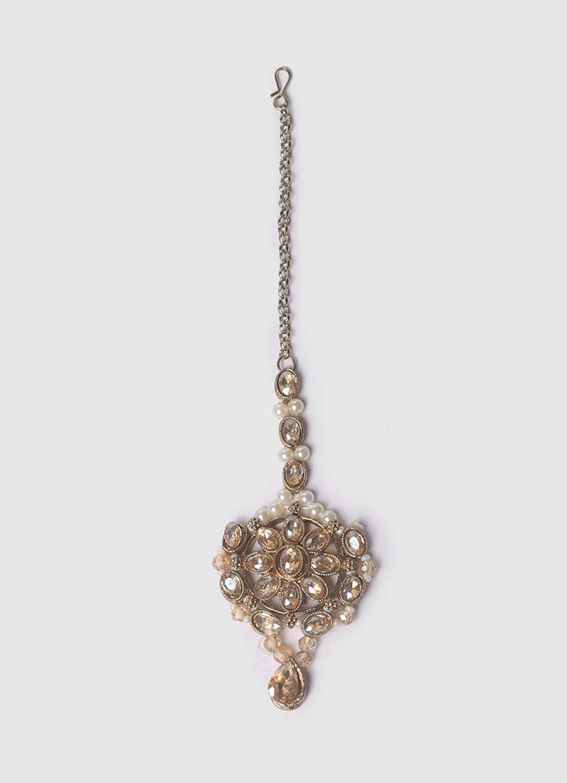 Womens Gold Pearl & Stonework Jewellery Set - Image 3