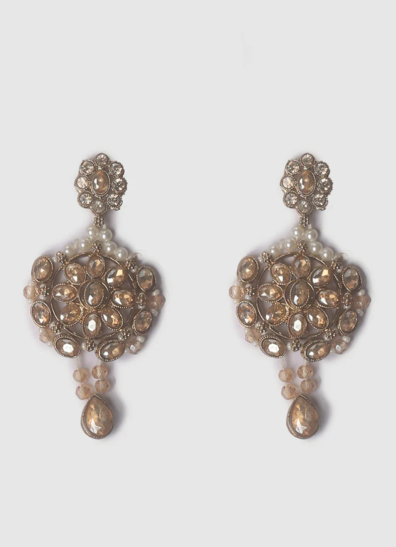 Womens Gold Pearl & Stonework Jewellery Set - Image 4